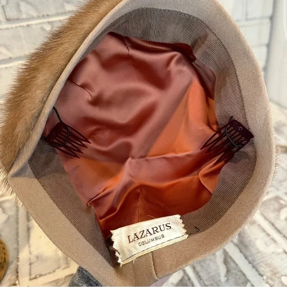 Lazarus Vintage Women’s Brown Faux Fur Pillbox Hat